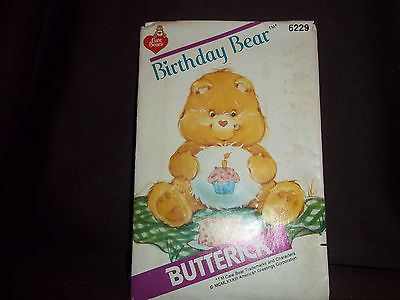 Vtg. Care Bear Sewing Pattern, Butterick #6229, Birthday Bear