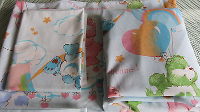 VINTAGE AMERICAN GREETINGS CARE BEAR FULL SIZE SHEET SET 1970S 80S GOOD COND