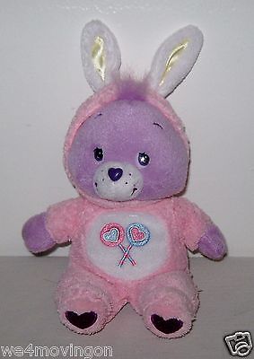 FREE SHIP!~2005 **SHARE BEAR EASTER BUNNY** PURPLE CARE BEAR~PINK BUNNY SUIT~8