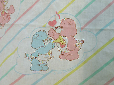 CARE BEARS Vintage Fitted CRIB SHEET Nursery BABY HUGS TUGS 1984 Curity Bedding
