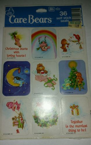 Vintage Care Bears Stickers Holiday Christmas  NOS RARE SCRAPBOOK