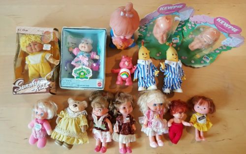 DOLL LOT MIXED LOT VINTAGE DOLLS CPK, CARE BEARS, KEWPIE ETC. 1970S 80S TOYS GUC