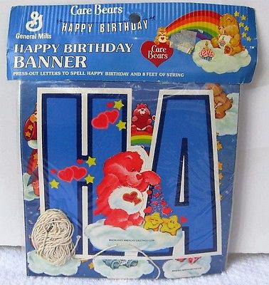 Vintage 1983 Care Bears Happy Birthday Banner Mint in package