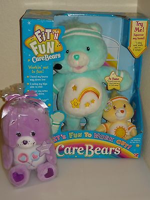 NIB Care Bears Fit 'N Fun Exercise Plush Wish Bear + Grape Scented Care Bear