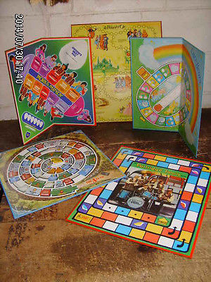 5 pc lot vintage TV / movie character game boards Mork A-Team Care Bears OZ