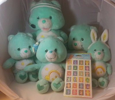 5 Wish Bear Care Bears Plush Lot Talking Bunny Easter Exercise PLUS Stickers