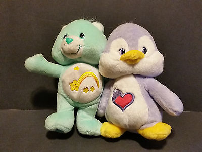  2003 Care Bears Plush Wish Bear w/ Duck Heart on Chest w/ Winter Hat No Tag