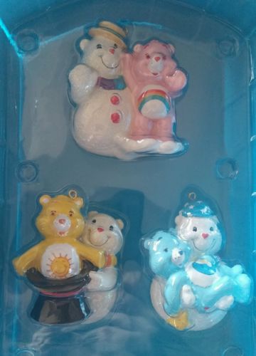 NWT Carlton Cards 2003 Care Bears Holiday Christmas Ornament Set Of 3 w/Case NEW