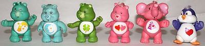 Lot of 6 Posable Care Bears Cousin Cozy Heart Plastic Good Night Luck Wish Love