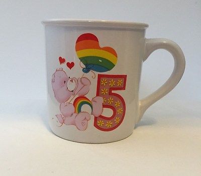 Vintage Care Bears Number # 5 Birthday Coffee Mug 1985 Rainbow CareBears Gift E1