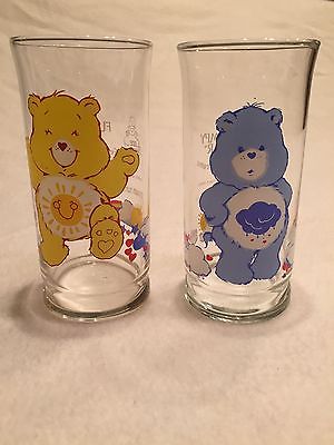 2 Vintage 1983 "Care Bear" Pizza Hut Collectible Drinking Glasses