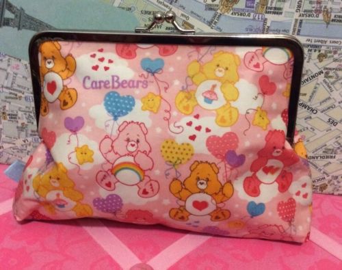 A Cute Large CareBears Pink Nylon Coin Purse Bag Care Bears