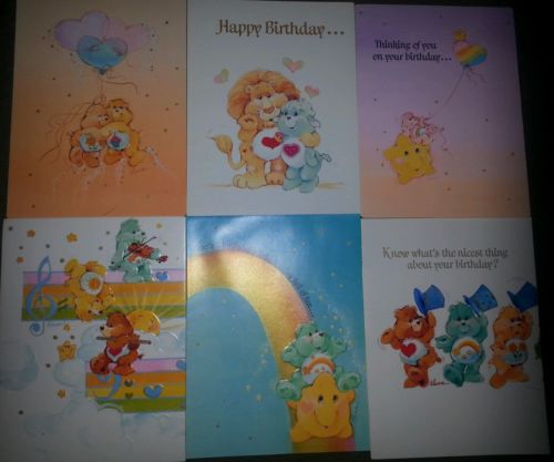 Lot Vintage 1980 Care Bears American Greetings Cards HAPPY B-DAY ROLLER SKATES