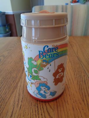 VINTAGE 1985 CARE BEARS RED ALADDIN LUNCHBOX THERMOS (Missing Lid)
