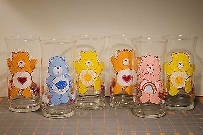 LOT OF 6 CARE BEAR TUMBLERS 1983 PIZZA HUT LIMITED EDITION