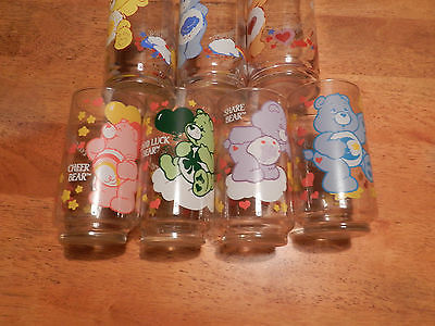 LOT OF 7 1983/1985 PROMOTIONAL CARE BEARS GLASSES-EXC. CONDITION! PIZZA HUT