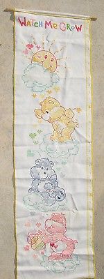 Vintage Care Bear Home Made Cross-Stitch Watch Me Grow Cloth Chart 1980's