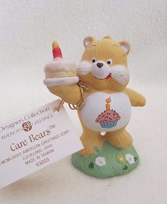 1983 American Greetings Care Bears Yellow Birthday Bear Figurine 