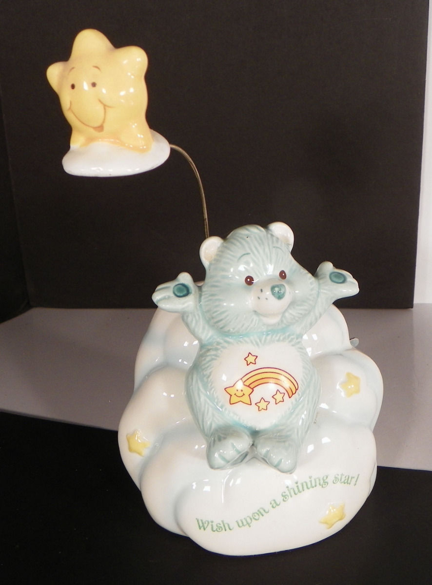 1984 Care Bears Music Box Wish Bear 53043 Catch a Falling Star Ceramic Figurine