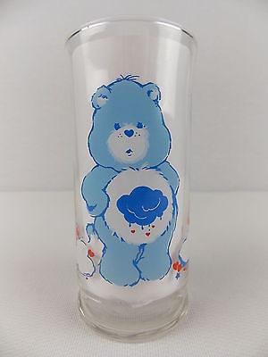 Care Bears Pizza Hut Promo Glass Blue Grumpy Bear Cloud Vintage 1983