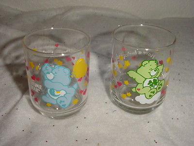 Vintage Care Bears Juice Glasses American Greetings Good Luck Bear Bedtime 3