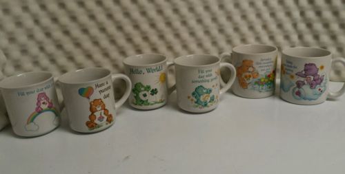 6 Vintage 80's Care Bears Stoneware Mugs AGC Lot