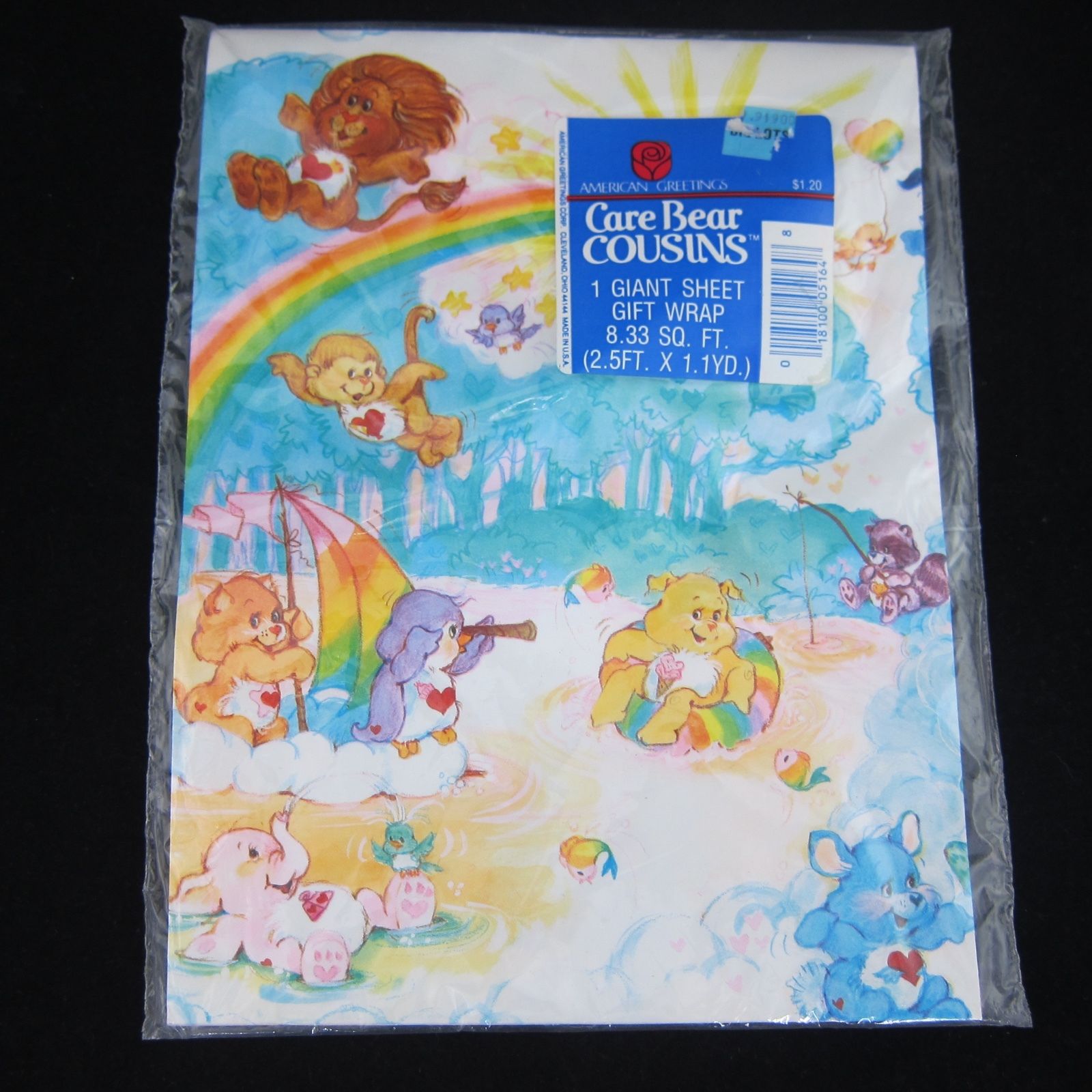 Care Bear Cousins Gift Wrap 8.33 Sq Ft Sheet NOS