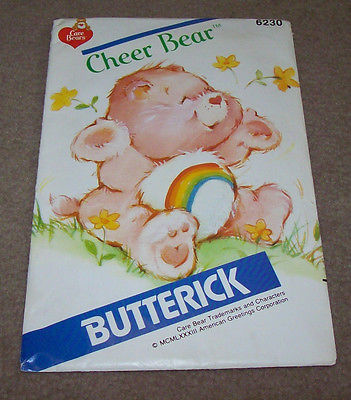 Vintage 1983 Butterick Pattern #6230, Cheer Bear, Care Bear, Stuffed Animal, 17”