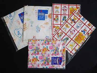 VINTAGE 80's CARE BEARS POPPLES GET ALONG GANG Gift Wrap wrapping paper