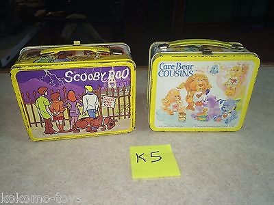 Vintage Thermos Lunchbox Aladdin Metal SCOOBY DOO CAREBEAR COUSINS Lot #K5