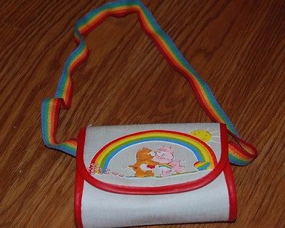 Vintage Care Bear 1988 Purse Pocketbook with Rainbow Strap Rayon PVC