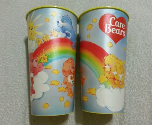 Set of 2 vintage style care bear cups tumblers 32oz