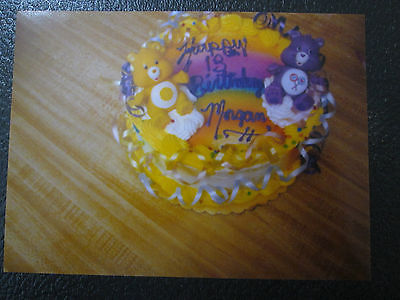 Vtg Photo of Happy 13th Birthday Morgan Decorated Carebear Cake K25