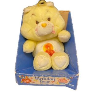 Vintage 1985 Care Bear Birthday Bear Plush in Box Yellow