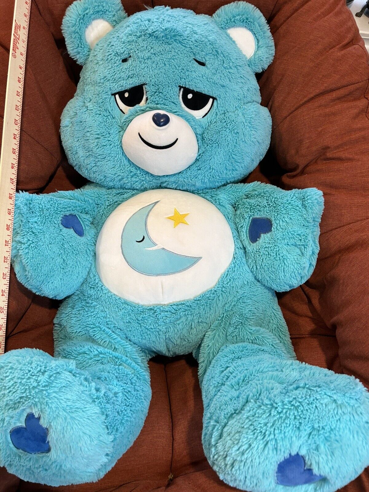 Jumbo XL 36” Bedtime Care Bear Plush Blue Sleepy Moon Basic Fun - Clean