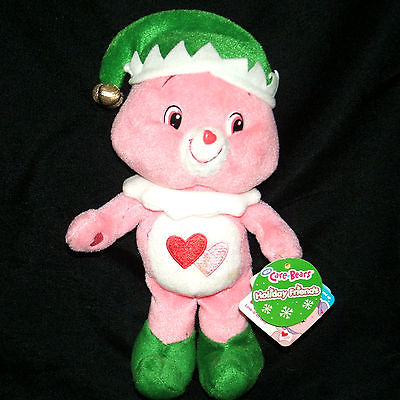 Care Bears Love A Lot Elf Bear Pink Hearts Plush Green Hat Cap & Shoes NEW  