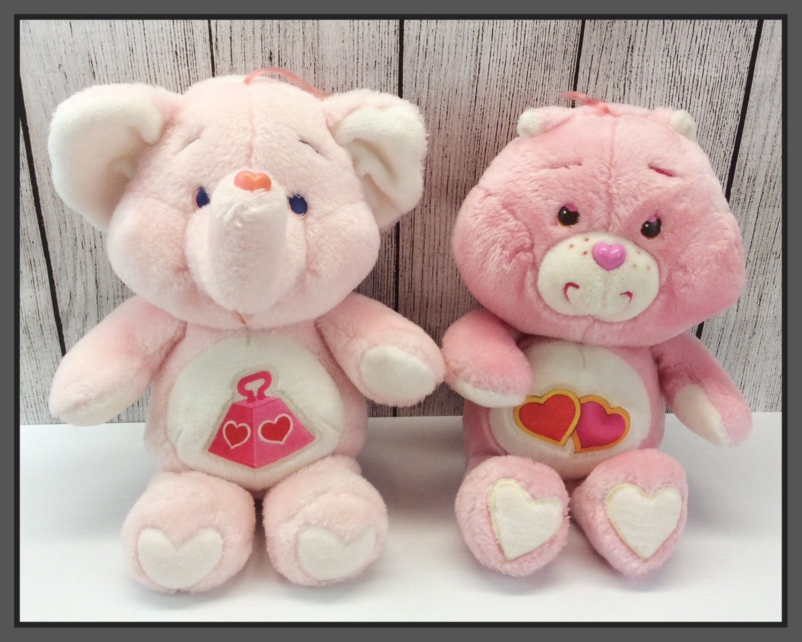 1983 Vintage Kenner Care Bears LOTS A HEART & LOVE A LOT Full Size Plush Animals