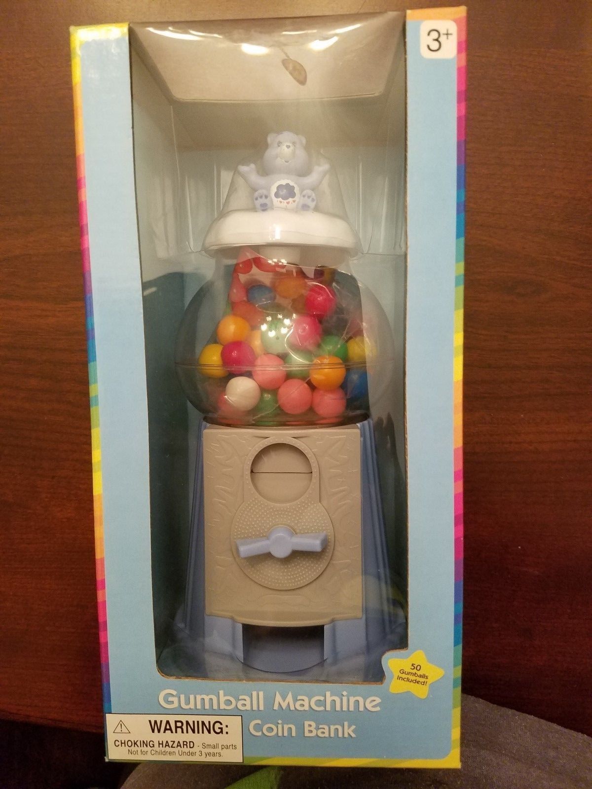 Care Bears Gumball Candy Machine Coin Bank w/ Grumpy Bear Figure Top Collectible