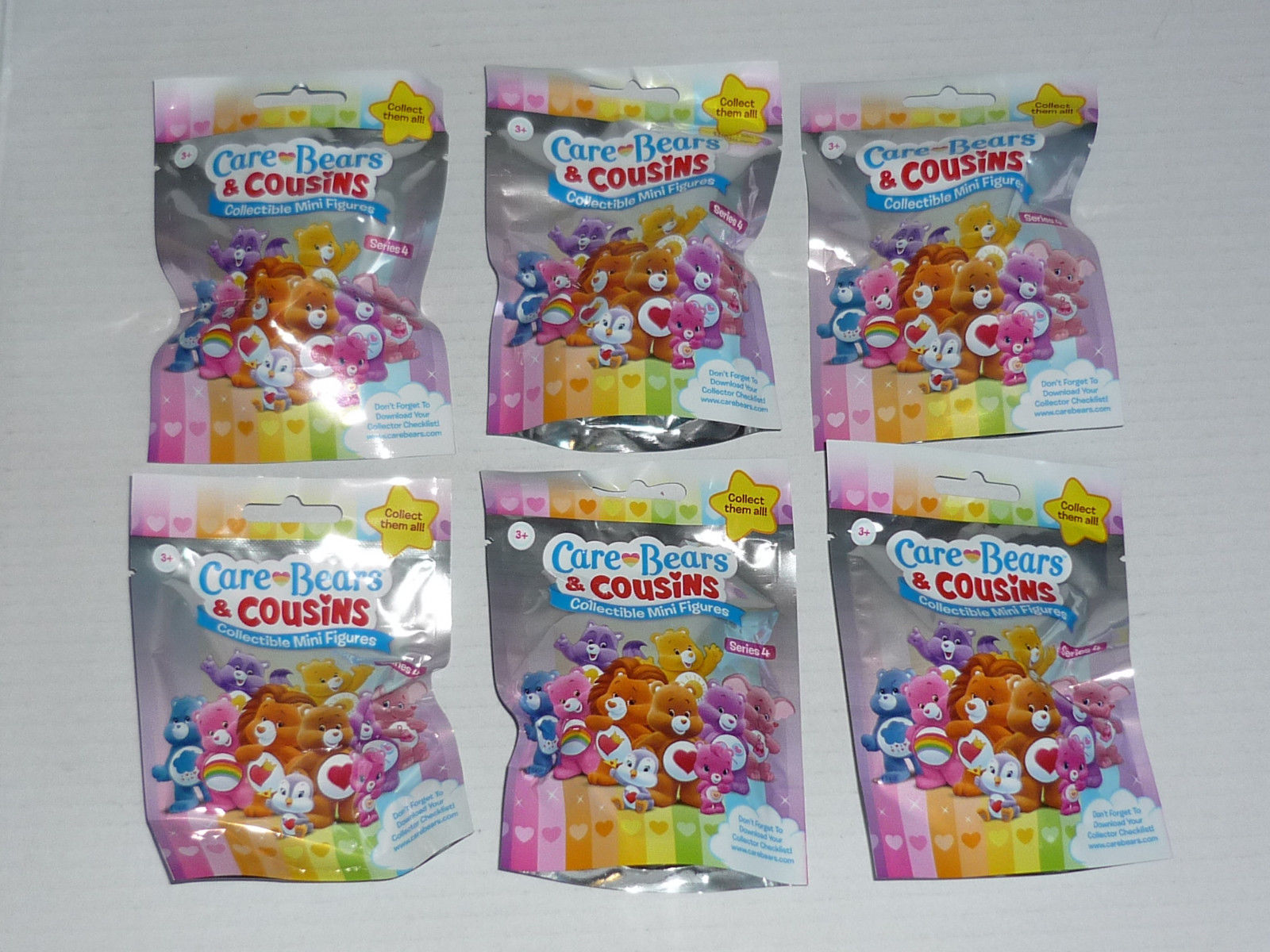 Care Bears & Cousins Mini Figure Blind Bags Lot of 6 SERIES 4 New Sealed Bags