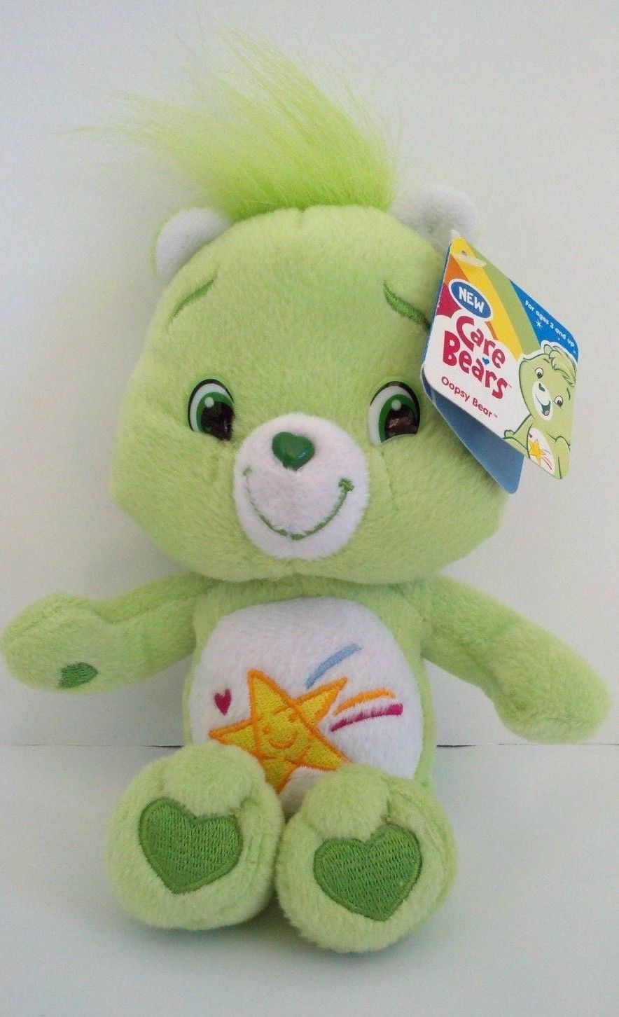 2007 Care Bears Oopsy Green Soft Plush Bean Bag Stuffed Animal Doll Toy 8