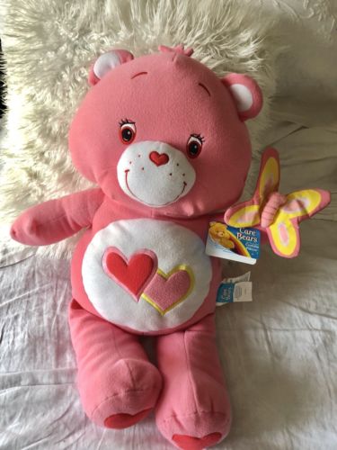 Love A Lot Care Bears W/ A Butterfly 26” Soft Pink Cuddle Pillow NWT