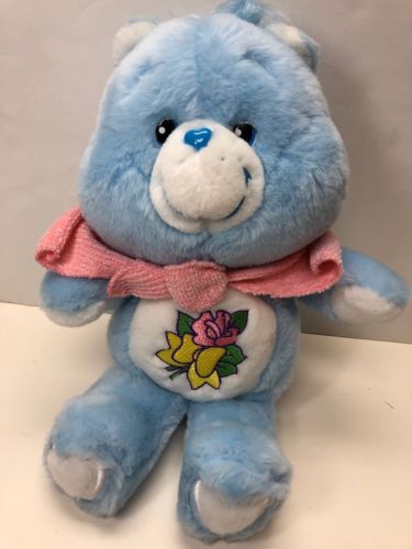 12” Care Bears Collection 2002 Blue Grams Bear With Scarf & Rose On Tummy No Tag