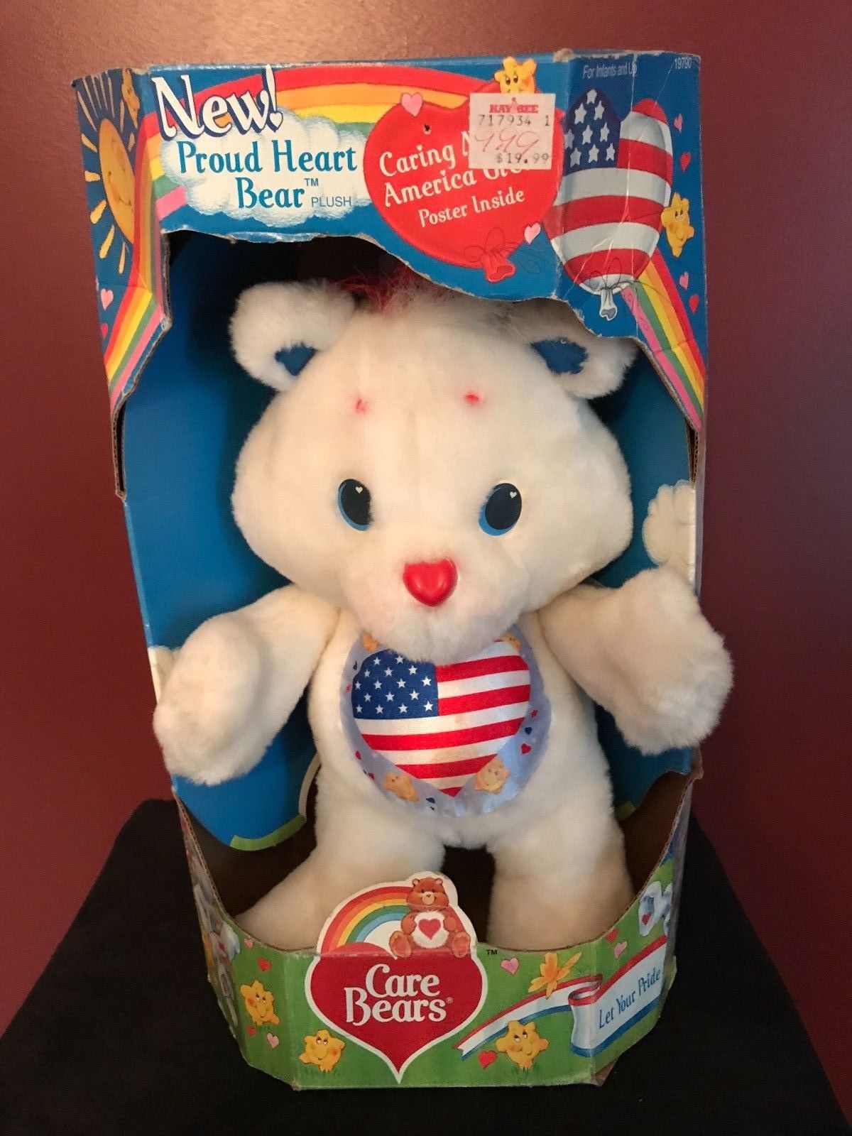 Care Bears Proud Heart Bear 1991 Kenner NEW w/ Poster Plush Stuffed Animal