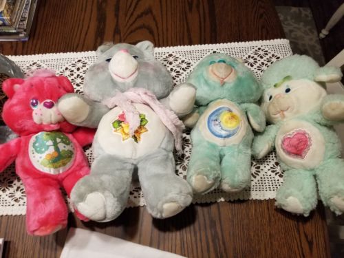 Lot 4 Vintage Care Bears Plush Toys Environmental Grams Bedtime  