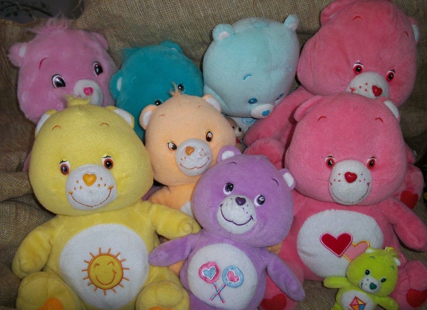 Care Bear Mixed Plush Lot of 9 bears Singing Thanks a Lot Cheer Love a Lot ++