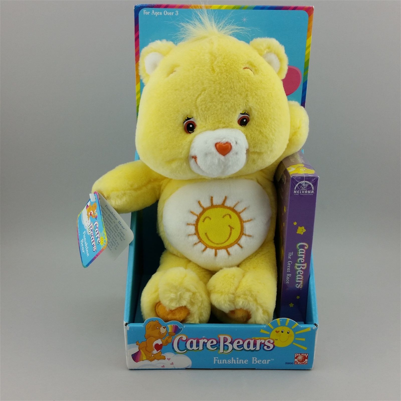 Funshine Bear Plush Care Bears with VHS Video 2002 13 Inch Play Along