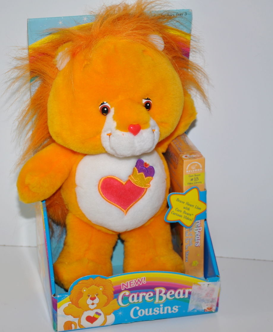 Care Bears Cousins Brave Heart Lion Plush & #15 VHS Cartoon Video New
