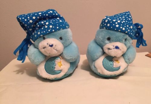 Care Bears Bedtime Bear Pair of  plush Children’s House Slippers  Blue Small 5-6