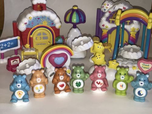 CARE BEARS Vtg Playset HUGE LOT Figures Houses Car Swing See-Saw Accessories +