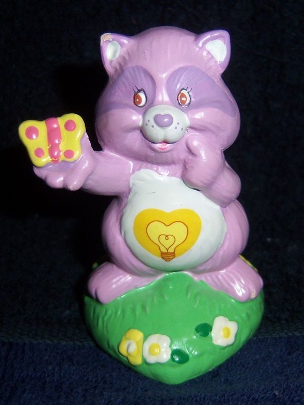 Care Bear Cousins Bright Heart Raccoon Holding Butterfly Ceramic Figure -Vintage